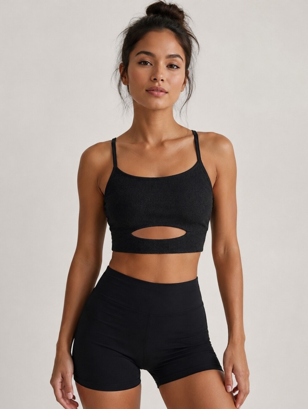 Five The Label Dancewear Cutout Bra, size SA(Adult-S),black/heathered Dark Gray
